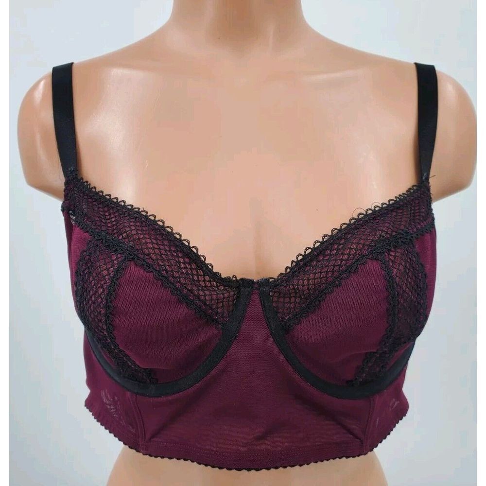 Torrid Curves Underwire Bra Burgundy Black Lace Overlay Bra Size 0
